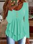 Elegant Commuting Slim Fit Three-Button Casual Solid Color Long-Sleeved Dress Top