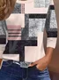 Women's Three Quarter Sleeve T-shirt Spring/Fall Pink Geometric Crew Neck Daily Going Out Casual Top