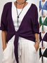 New Style Casual Loose Fashion Long Sleeve Solid Color Lace-up Knitted Sweater Top With Cardigan