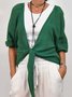 New Style Casual Loose Fashion Long Sleeve Solid Color Lace-up Knitted Sweater Top With Cardigan
