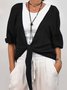 New Style Casual Loose Fashion Long Sleeve Solid Color Lace-up Knitted Sweater Top With Cardigan