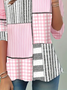 Women's Long Sleeve T-shirt Spring/Fall Pink Striped Printing Jersey Crew Neck Daily Going Out Casual Top