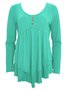 Elegant Commuting Slim Fit Three-Button Casual Solid Color Long-Sleeved Dress Top