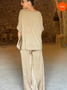 Women's Split Joint Plain Daily Going Out Two-Piece Set Purple Casual Summer Top With Pants Matching Set