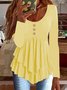 Elegant Commuting Slim Fit Three-Button Casual Solid Color Long-Sleeved Dress Top