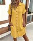 Solid Color Single-Breasted Mid-Length Short-Sleeved Loose Casual Commuter Dress