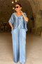 Women's Split Joint Plain Daily Going Out Two-Piece Set Purple Casual Summer Top With Pants Matching Set