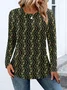 Women Casual Color Block Spring/Fall Polyester Micro-Elasticity Regular Fit Long Sleeve Regular Regular T-shirts