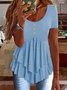 Elegant Commuting Slim Fit Three-Button Casual Solid Color Short-Sleeved Dress Top