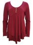 Elegant Commuting Slim Fit Three-Button Casual Solid Color Long-Sleeved Dress Top
