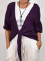 New Style Casual Loose Fashion Long Sleeve Solid Color Lace-up Knitted Sweater Top With Cardigan