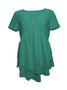 Elegant Commuting Slim Fit Three-Button Casual Solid Color Short-Sleeved Dress Top