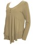 Elegant Commuting Slim Fit Three-Button Casual Solid Color Long-Sleeved Dress Top