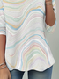 Women's Long Sleeve T-shirt Spring/Fall White Abstract Printing Jersey Crew Neck Daily Going Out Casual Top
