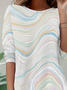 Women's Long Sleeve T-shirt Spring/Fall White Abstract Printing Jersey Crew Neck Daily Going Out Casual Top