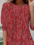 Women's Long Sleeve T-shirt Spring/Fall Red Abstract Stripes Printing Jersey Crew Neck Daily Going Out Casual Top