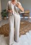 Women's Split Joint Plain Daily Going Out Two-Piece Set Purple Casual Summer Top With Pants Matching Set