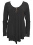 Elegant Commuting Slim Fit Three-Button Casual Solid Color Long-Sleeved Dress Top