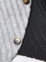 Slim Fit Round Neck Color Matching Ribbed Cross Hem Long Sleeve Spring And Autumn Knitted Commuter T-Shirt Top