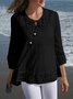 Women's Long Sleeve T-shirt Spring/Fall White Plain Jacquard Cotton Crew Neck Daily Going Out Casual Top