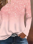 Women's Long Sleeve T-shirt Spring/Fall Pink Abstract Printing Jersey Crew Neck Daily Going Out Casual Top