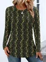 Women Casual Color Block Spring/Fall Polyester Micro-Elasticity Regular Fit Long Sleeve Regular Regular T-shirts