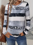 Women's Long Sleeve T-shirt Spring/Fall Gray Abstract Printing Jersey Crew Neck Daily Going Out Casual Top