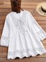 Women's Long Sleeve T-shirt Spring/Fall White Plain Jacquard Cotton Crew Neck Daily Going Out Casual Top