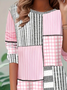 Women's Long Sleeve T-shirt Spring/Fall Pink Striped Printing Jersey Crew Neck Daily Going Out Casual Top