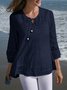 Women's Long Sleeve T-shirt Spring/Fall White Plain Jacquard Cotton Crew Neck Daily Going Out Casual Top