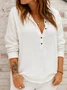 Women's Long Sleeve Shirt Spring/Fall Yellow Plain Split Joint Stand Collar Daily Going Out Casual Top