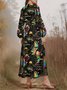 V Neck Regular Fit Sexy Puff Sleeve Multicolor Block Dress