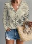 Women's Long Sleeve T-shirt Spring/Fall Color1 Geometric Printing V Neck Daily Going Out Casual Top