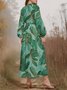 Floral Regular Fit Sexy Puff Sleeve V Neck Dress