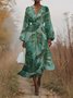 Floral Regular Fit Sexy Puff Sleeve V Neck Dress
