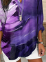 Women's Long Sleeve Blouse Spring/Fall Purple Abstract Printing Cotton-Blend V Neck Daily Going Out Casual Top