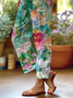 Women's  H-Line Baggy Pants Daily Going Out Pants Green Casual Printing Floral Spring/Fall Pants