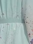 Regular Fit V Neck Puff Sleeve Floral Simple Dress