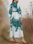 Floral Regular Fit Sexy Puff Sleeve V Neck Dress