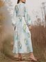 Floral Regular Fit Sexy Puff Sleeve V Neck Dress
