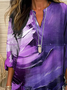 Women's Long Sleeve Blouse Spring/Fall Purple Abstract Printing Cotton-Blend V Neck Daily Going Out Casual Top
