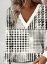 Loose Casual Commuter Long Sleeve V-Neck Printed Sweatshirt