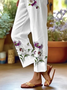 Women's  H-Line Baggy Pants Daily Going Out Pants White Casual Printing Floral Spring/Fall Pants