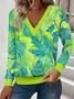 Loose Casual Commuter Long Sleeve V-Neck Printed Sweatshirt