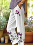 Women's  H-Line Baggy Pants Daily Going Out Pants White Casual Printing Floral Spring/Fall Pants