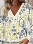 Loose Casual Commuter Long Sleeve V-Neck Printed Sweatshirt