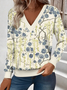 Loose Casual Commuter Long Sleeve V-Neck Printed Sweatshirt