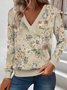 Loose Casual Commuter Long Sleeve V-Neck Printed Sweatshirt