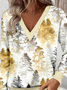 Loose Casual Commuter Long Sleeve V-Neck Printed Sweatshirt