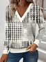 Loose Casual Commuter Long Sleeve V-Neck Printed Sweatshirt